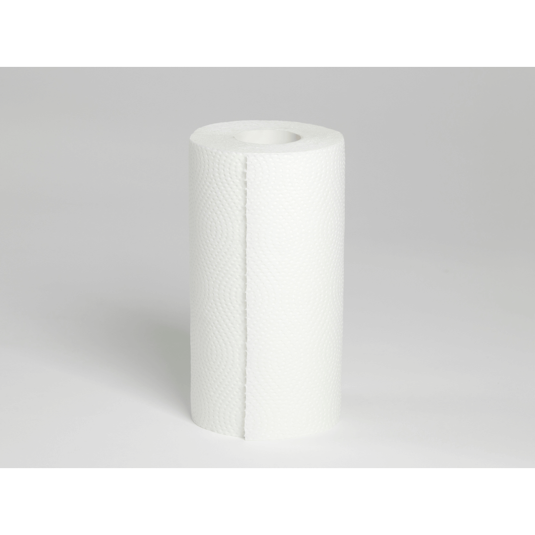 Bambu hushållspapper från Panboo Paper - vit rulle utan inslagning på neutral bakgrund