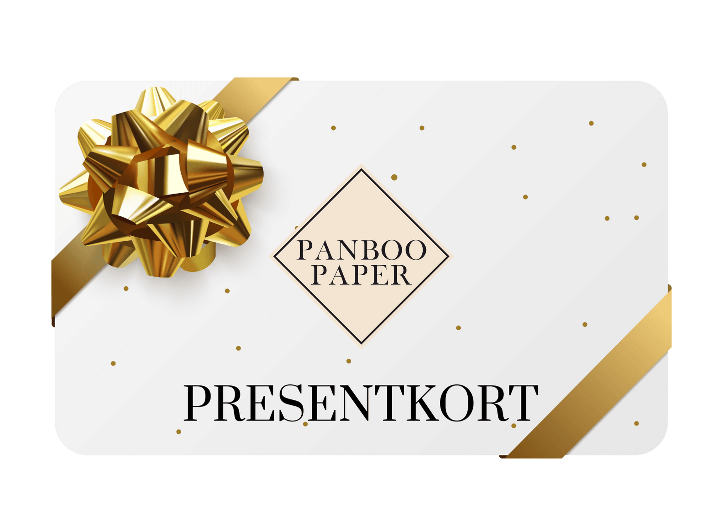 Lyxigt digitalt presentkort från Panboo Paper med elegant gulddetalj - gåva till bambuprodukter