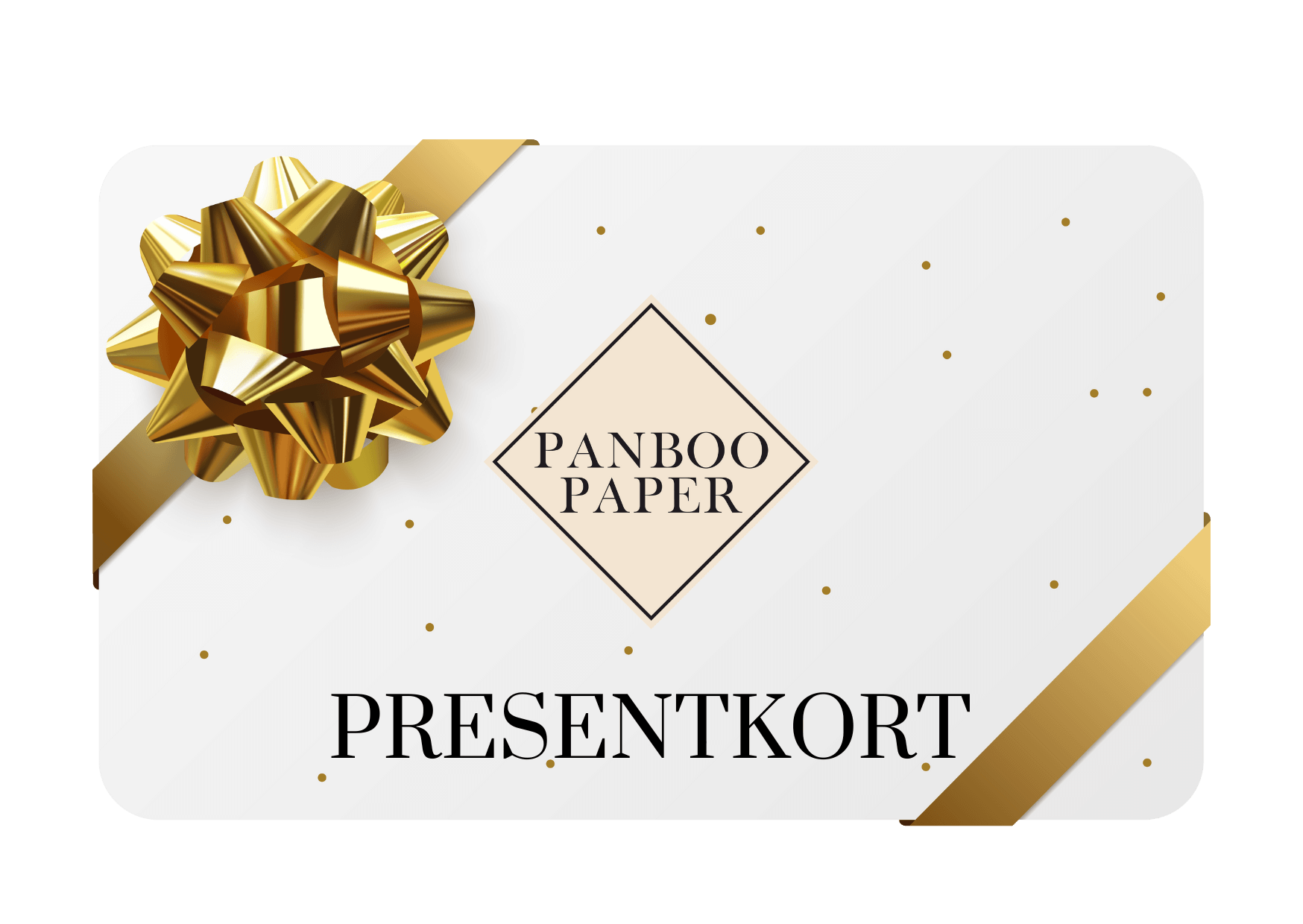 Lyxigt digitalt presentkort från Panboo Paper med elegant gulddetalj - gåva till bambuprodukter