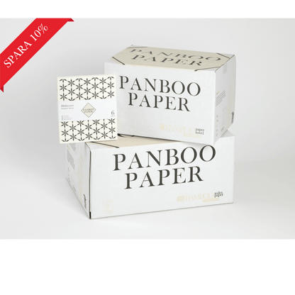Familjepaketet från Panboo Paper - bambu toalettpapper 24-pack, hushållspapper 6-pack och disktrasor 6-pack, spara 10%